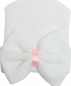 Babysweet Pasgeboren Babymutsje In Het Wit Met Strikje- Babyborn Muts - Babymuts Met Handschoenen - Meisjes - Roze - Newborn Muts -Zwitsal - Winkel 550x693 4