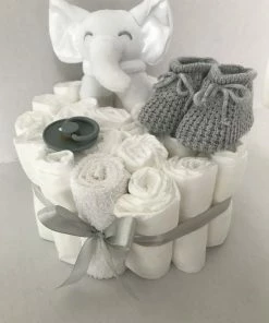 Baby Kraamkado's Luiertaart Small Rammelaar Neutraal | Kraamcadeau | Babyshower | Kraamfeest