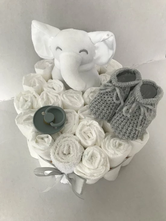Baby Kraamkado's Luiertaart Small Rammelaar Neutraal | Kraamcadeau | Babyshower | Kraamfeest 2 Baby Kraamkado's Luiertaart Small Rammelaar Neutraal | Kraamcadeau | Babyshower | Kraamfeest - Afbeelding 2