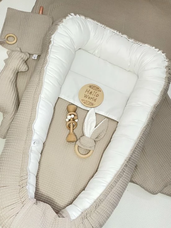 Babynest | Wafelkatoen | Beige | Organic Caton | Biologische Katoen | Duurzaam | Comfykids 5 Babynest | Wafelkatoen | Beige | Organic Caton | Biologische Katoen | Duurzaam | Comfykids - Afbeelding 5