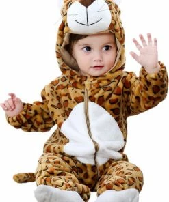 Budino Baby Romper Pyjama Onesie Luipaard Dier - Bruin - Maat 90
