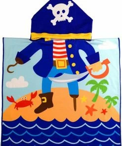 JAXY Badcape Baby - Badcape - Baby Badjas - Omslagdoek - Omslagdoek - Baby Handdoek Met Capuchon - Strandhanddoek - Badponcho - Poncho Handdoek - Microfiber - 60x90cm - Piraat