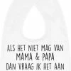Hospitrix Slabbetje Met Tekst "Als Het Niet Mag Van Mama & Papa Dan Vraag Ik Het Aan Oom & Tante" Wit - Cadeau Zwangerschap - Baby Kwijldoek - Kwijllap - Morslap - Bavette - Bekendmaking - Aankondiging - Aanstaande Moeder - Moederdag