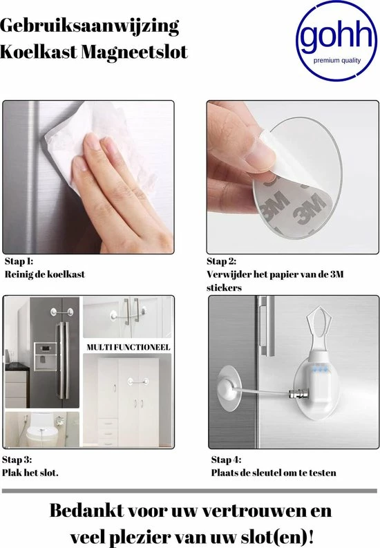 Gohh? Gohh Koelkast Sloten Met Magneetsleutels 2 Stuks Wit 2 Gohh? Gohh Koelkast Sloten Met Magneetsleutels 2 Stuks Wit - Afbeelding 2