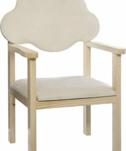 Atmosphera Kinderstoel Wolk - Kinderstoeltje Hout Met Armleuningen - Ecru - Stoeltje Voor Speeltafel Of Kinderkamer