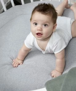 Meyco Knit Basic Boxkleed Rond - 95 Cm - Grijs Melange -Zwitsal - Winkel 550x824 55