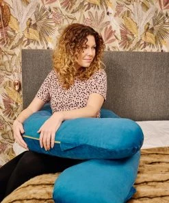 Telano Zwangerschapskussen XXL - Extra Hoes En Opbergtas - Exclusieve Gouden Rits - Velvet Stof - Voedingskussen - U Vorm - Extra Groot - Zijslaapkussen - Blauw -Zwitsal - Winkel 550x827